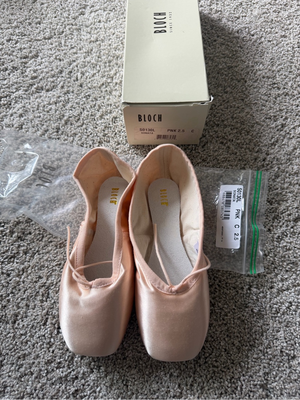 Bloch Kids Pink Satin sonata  Ballet Flats 2.5 C
